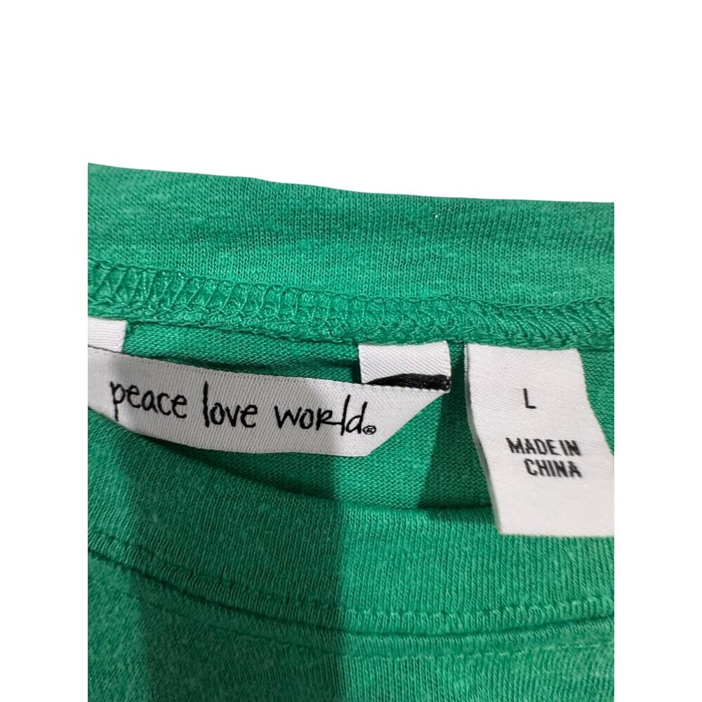 Peace Love World Green Casual Knit Top Size L